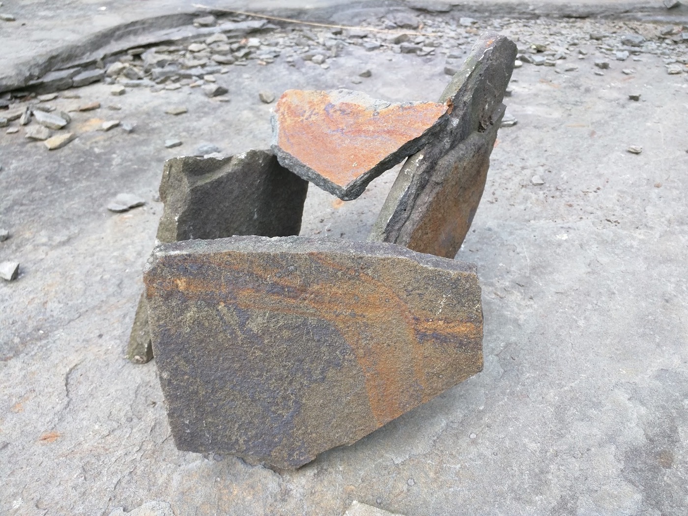 Thin pieces of bluestone folded into a compact angular form
