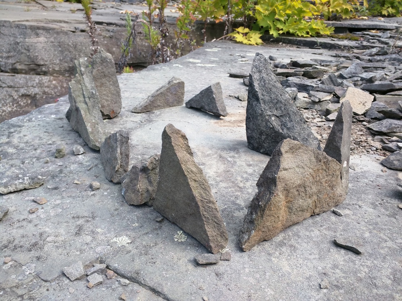 Bluestone pieces standing in a rough circular arrangement